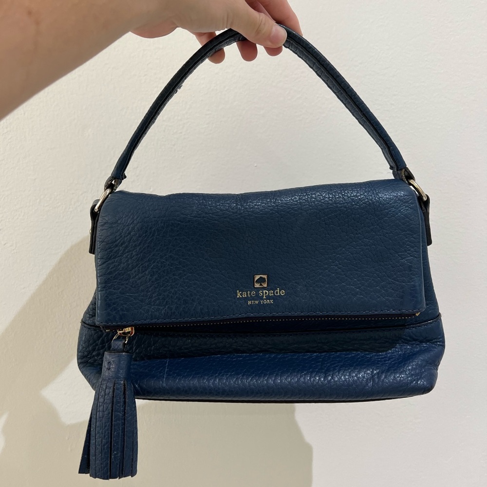 ♠️Kate Spade Cabble Hill tassel flap navy blue bag